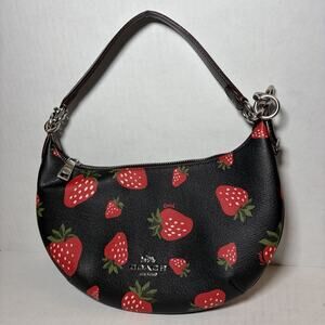 Coach Payton Hobo Black Strawberry Pebbled Leather Shoulder Bag